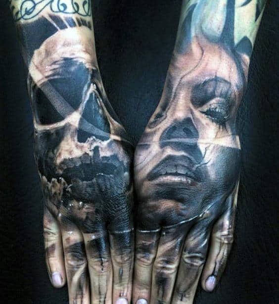 skeleton hand tattoos