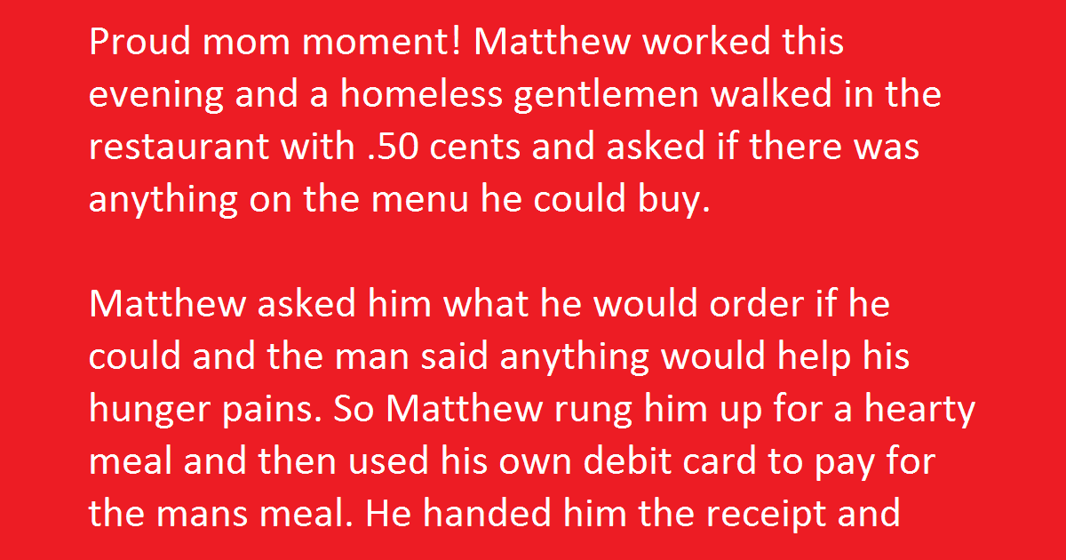 Restaurant Worker Totally Surprised Hungry Man When He Bought Him A Meal
