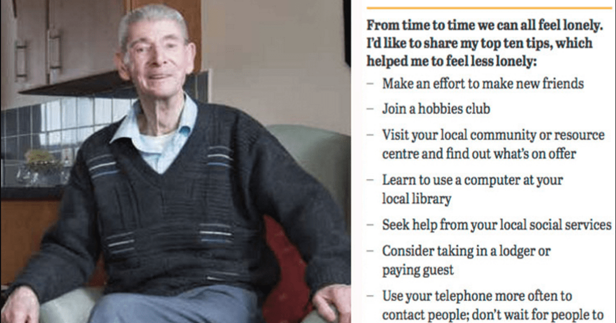 90-Year-Old Widower Happily Shares His “Top 10 Tips To Feel Less Lonely”