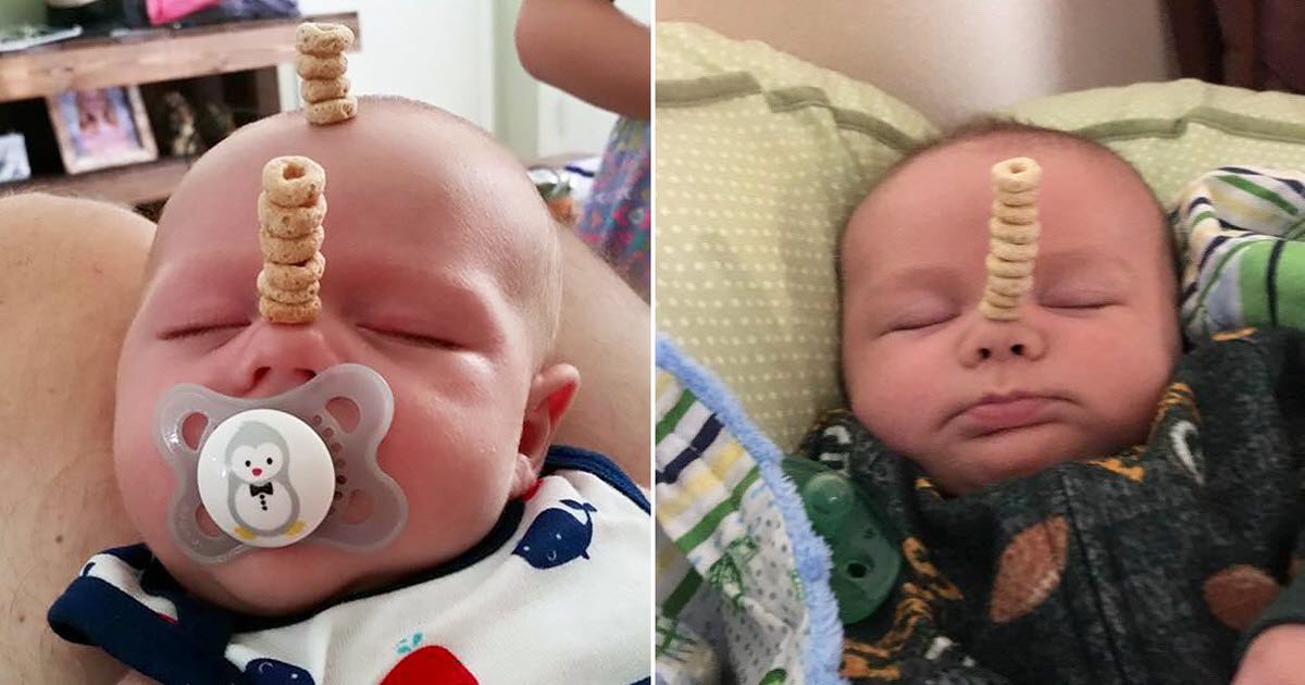 Hilarious Photos Of Dads Competing To See Who Can Stack More Cheerios On Their Babies