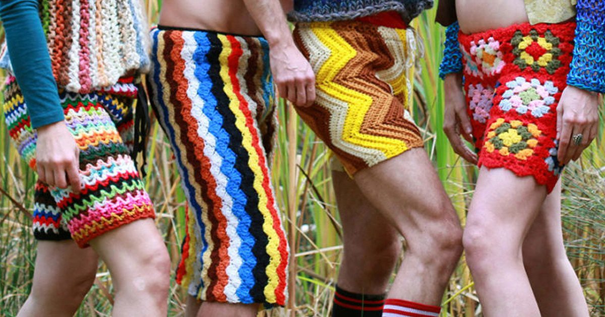 Crocheted Shorts Made From Vintage Blankets Are The Newest Fashion Trend For Men
