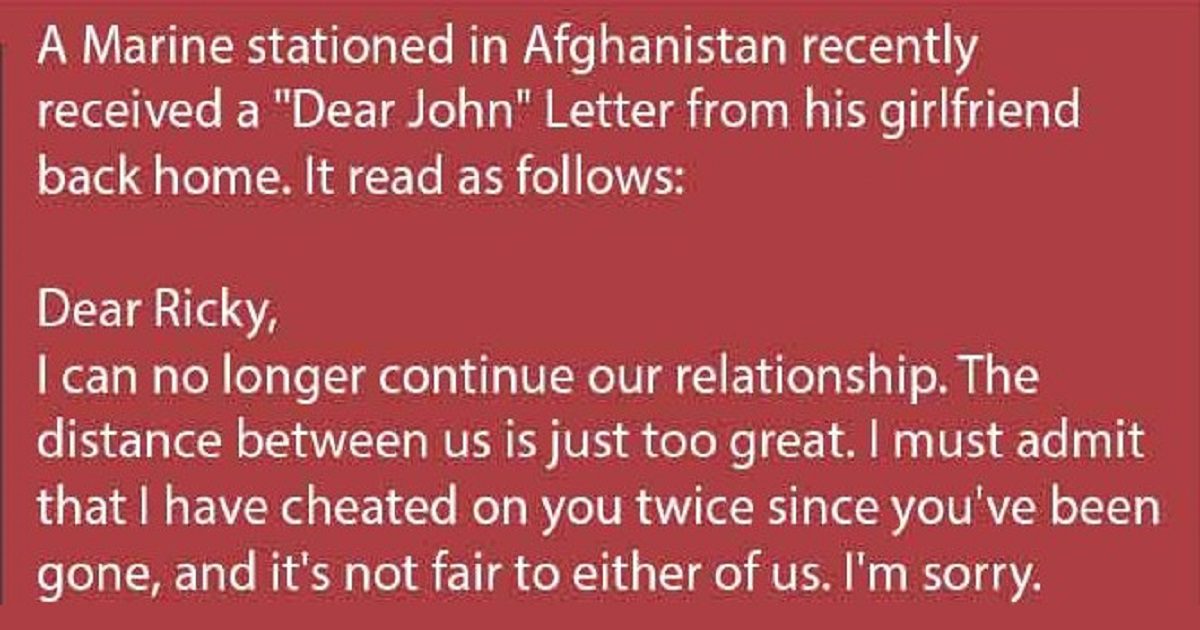 When A Marine Received A Breakup Letter From His Girlfriend, His Response Was Perfect