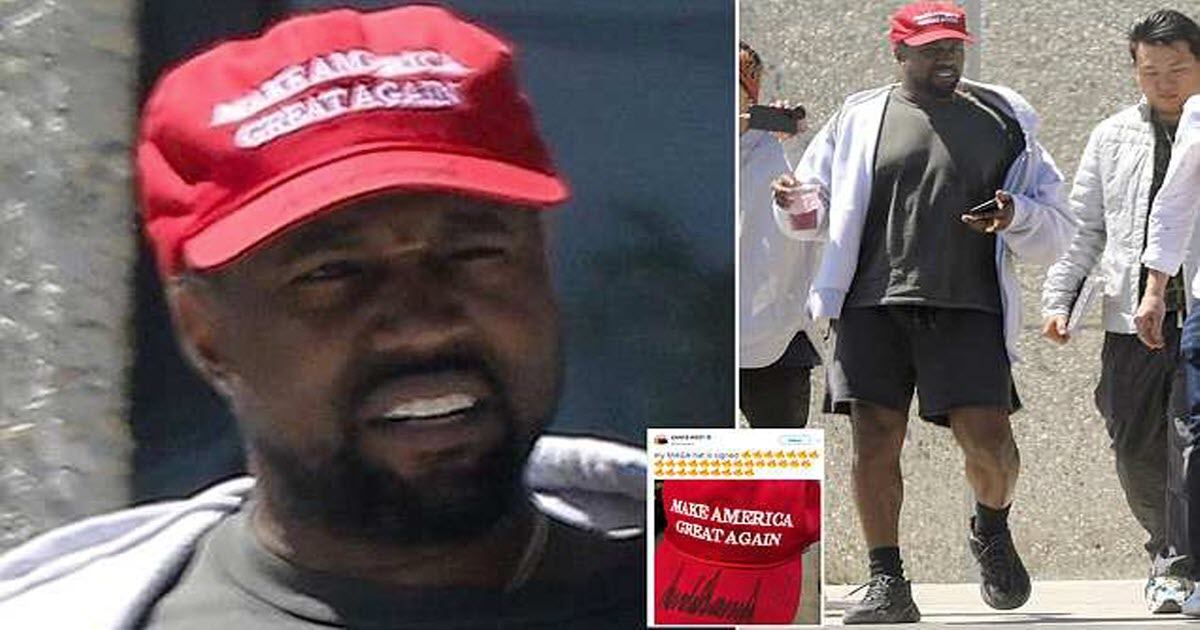 Kanye West Leaves Studio Wearing MAGA Hat
