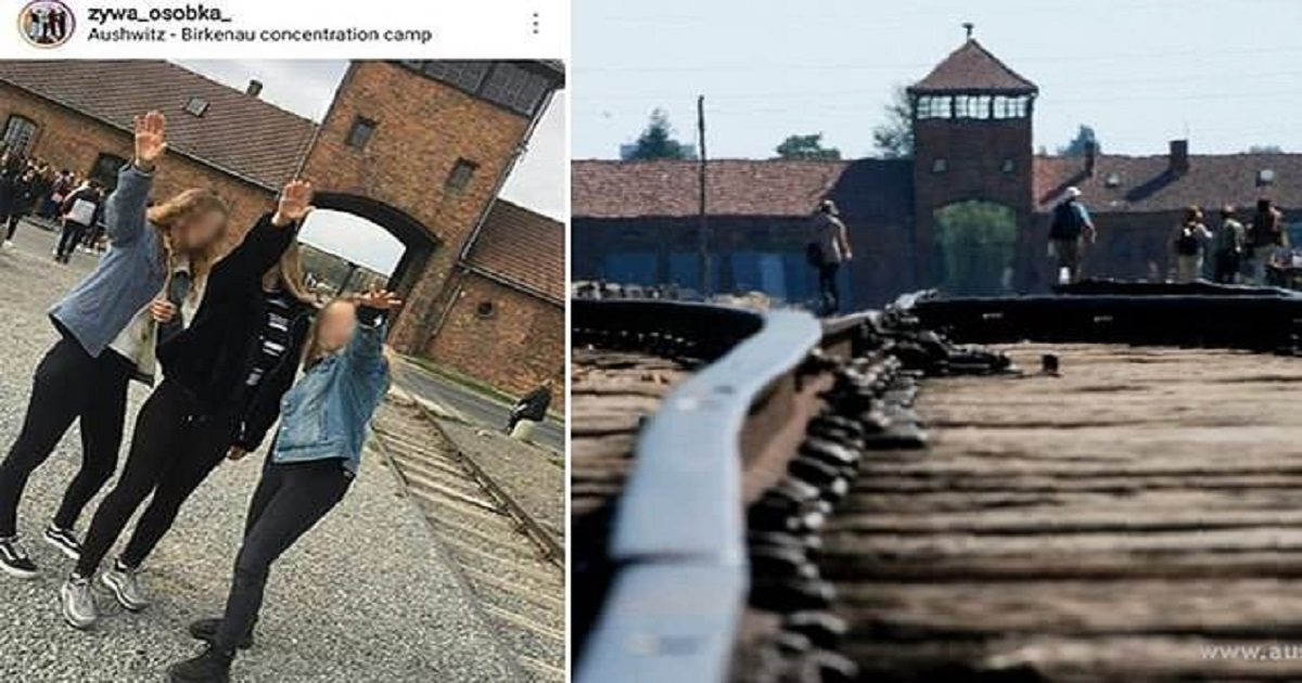 Girls Spark Fury Posing Outside Auschwitz Making NAZI Salutes
