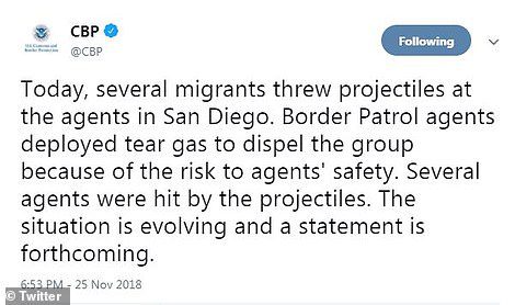 US border tear-gassing migrants