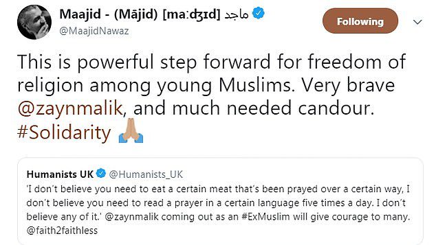 zayn malik no longer muslim