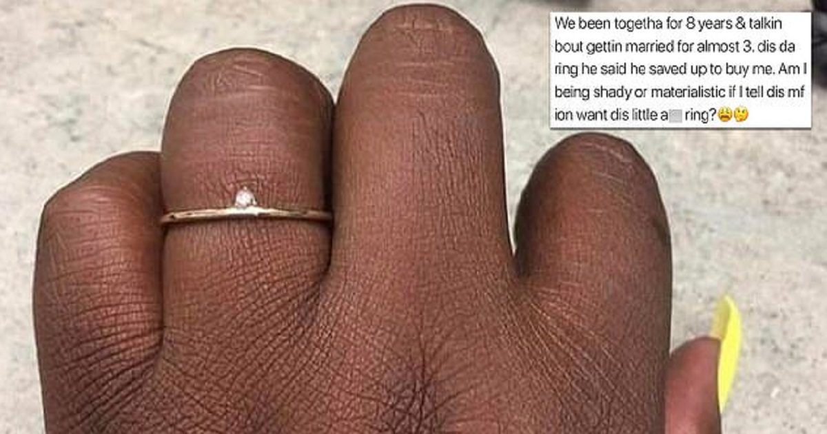 Bride-To-Be Slams Partner Of Eight Years For Buying Her A ‘Tiny’ Engagement Ring