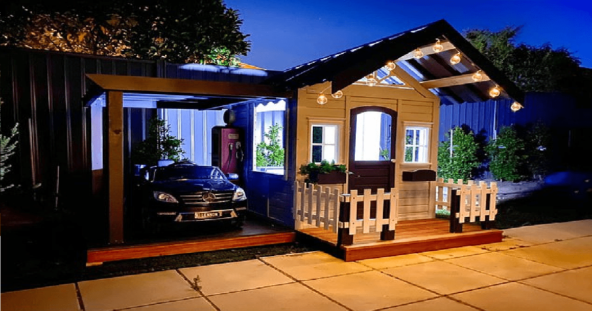 Father Surprises His Son With A Miniature Cubby House